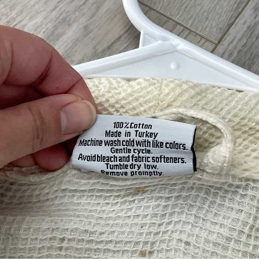 Parachute Knit Robe cotton waffle long unisex Cream (medium) natural loungewear - Picture 8 of 8